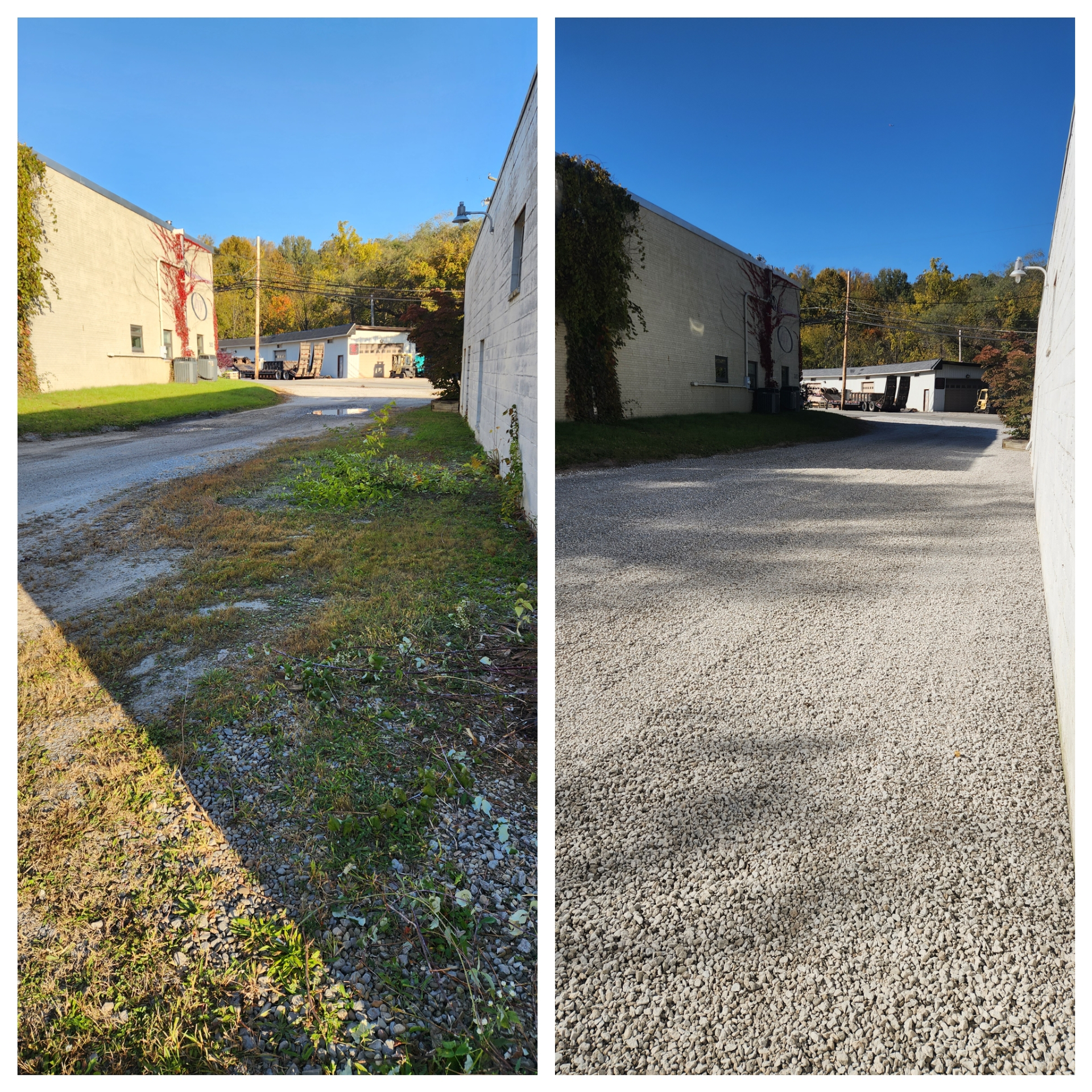 Before and After Gravel Driveway Cleaning — Bridgeville, PA — MC Landscaping