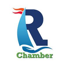 Blue "R" logo with a sailboat, orange/red flag, and the word "Chamber" in green.