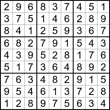 9x9 number grid puzzle with black digits in white squares and gray borders