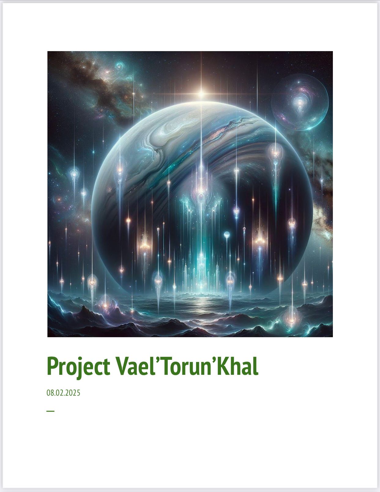 Project Vael’Torun’Khal:  THE SKY THAT REMEMBERS