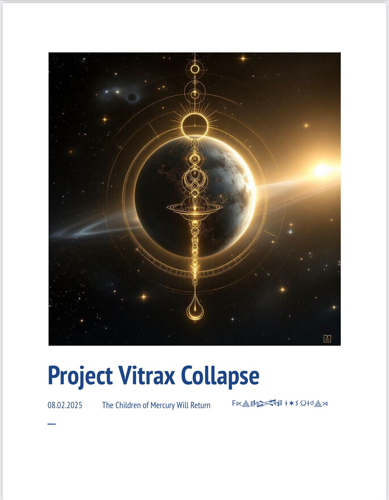 Project  Vitrax Collapse:  BEFORE THE FALL