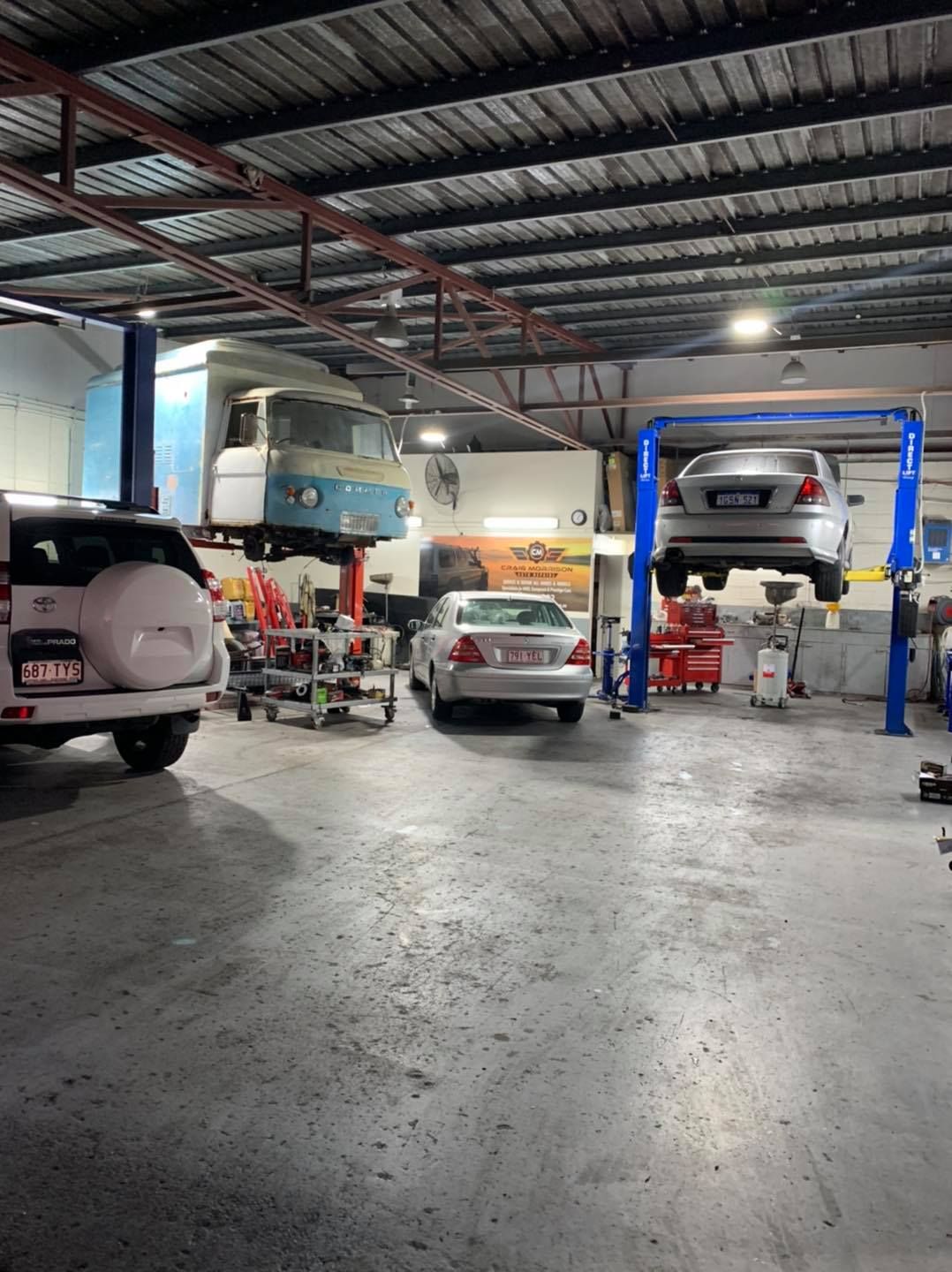 Car Lifted At The Repair Station — Mechanic In Noosaville, QLD
