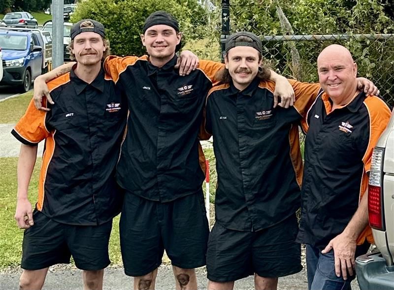 Three Team Members In front Of A Craig Morrison Auto Repair Car — Mechanic In Noosaville, QLD