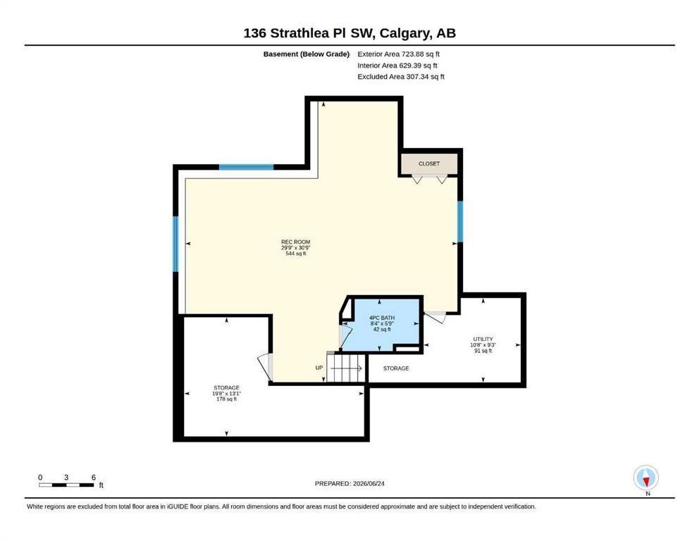 Floor plan of a Calgary home, showing room layout with beige and blue areas.