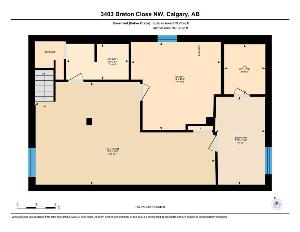 Floor plan of a beige apartment labeled 3403 Breton Close NW, Calgary, AB.