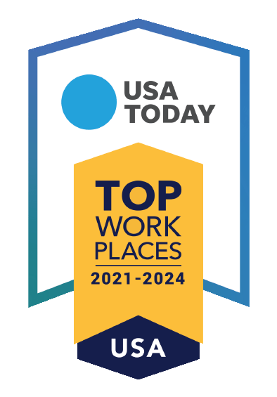 A logo for usa today 's top work places