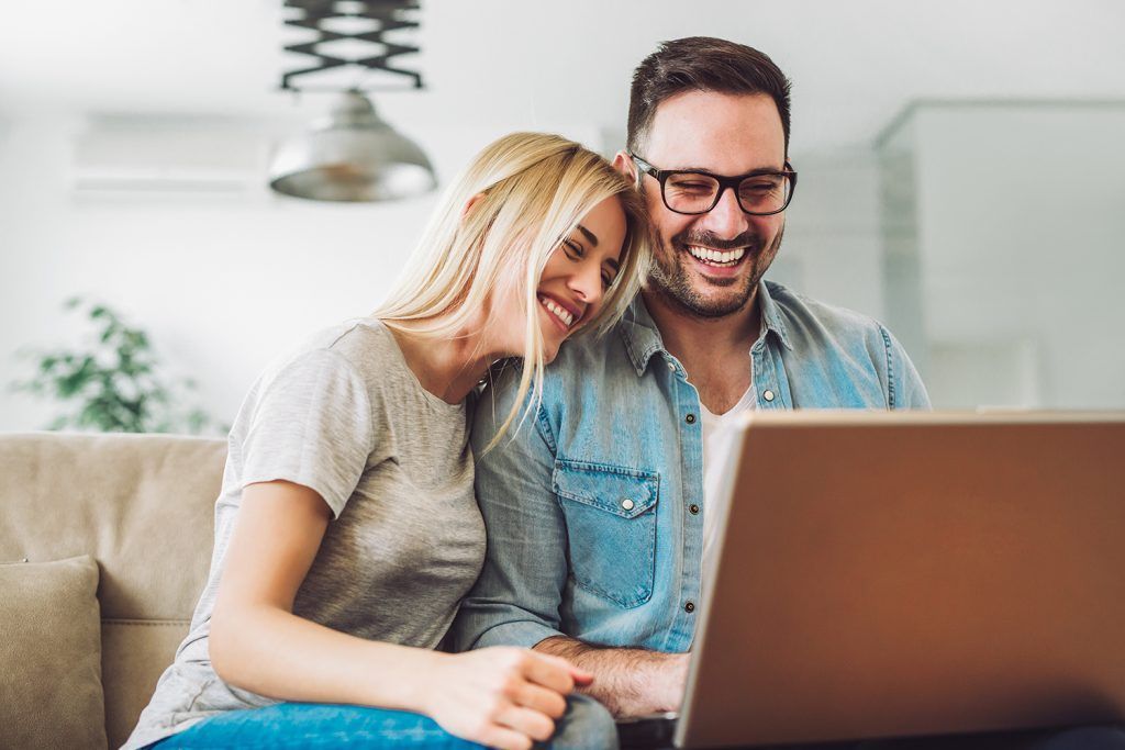 Joyful Couple Relax And Work