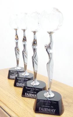 Fairway trophies A row of trophies with the word fairway on them