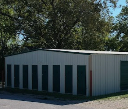 Row of outdoor drive-up storage units at Marlin EZ Storage, Marlin, Texas