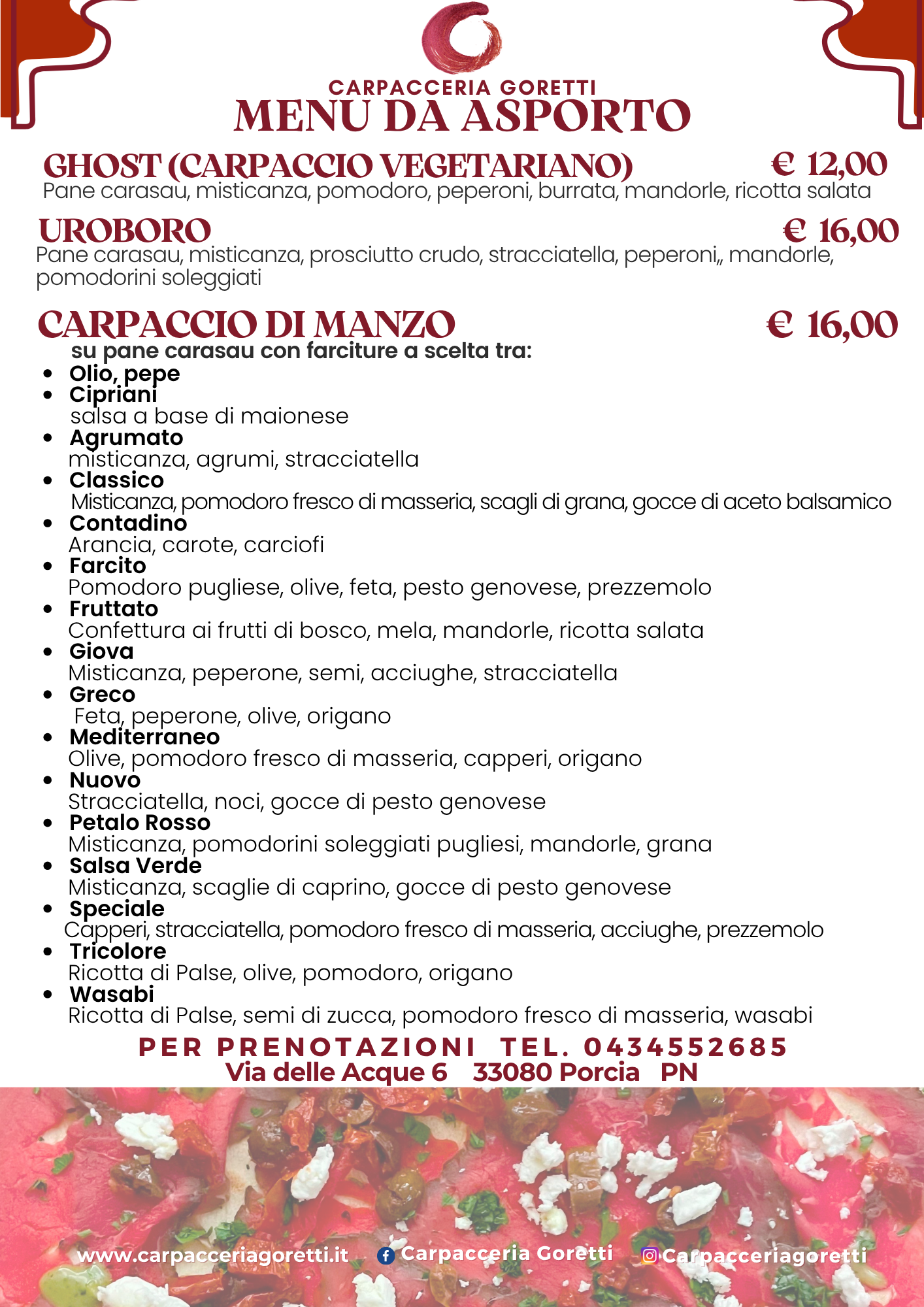 MENU' ASPORTO