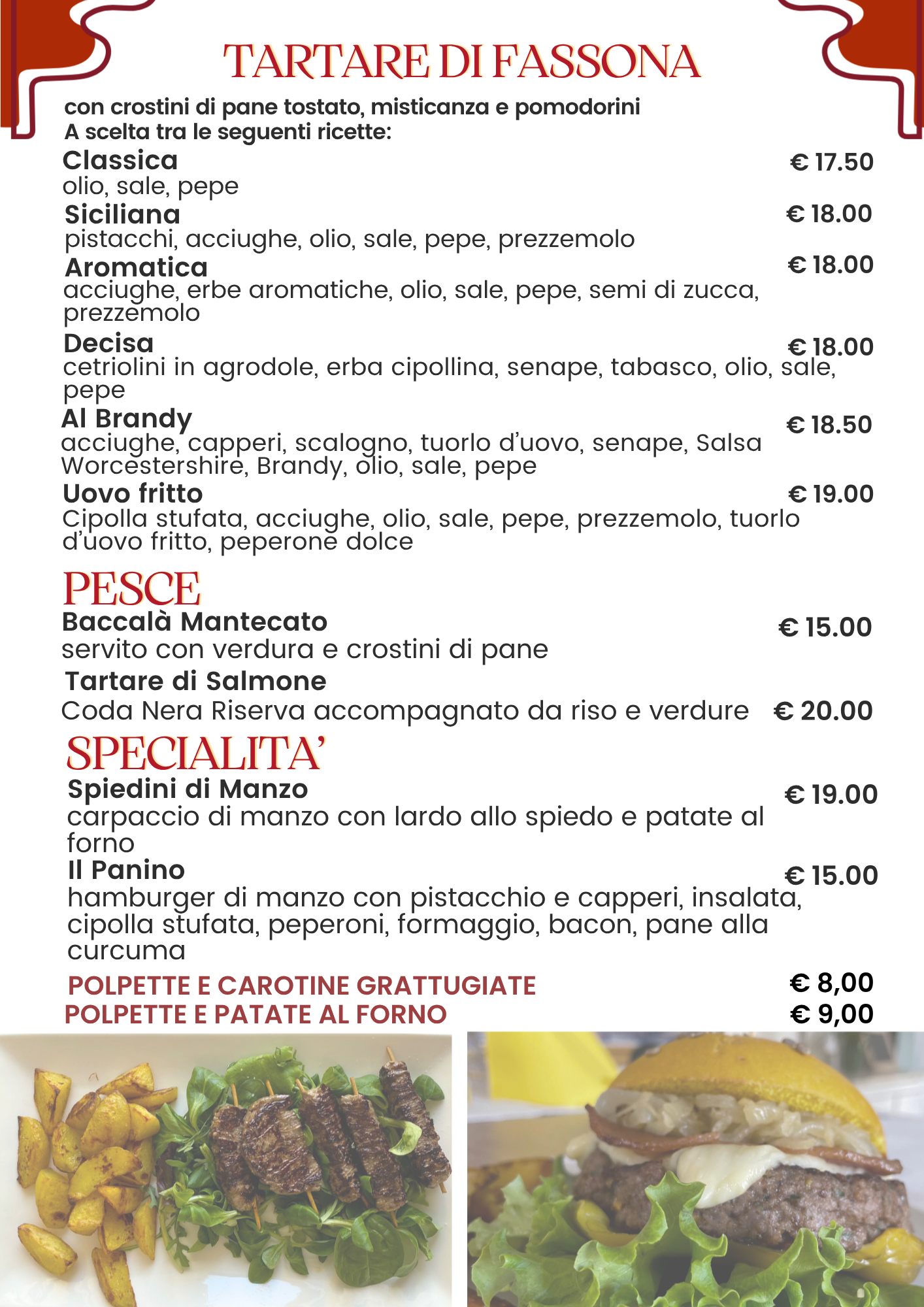 MENU' ASPORTO