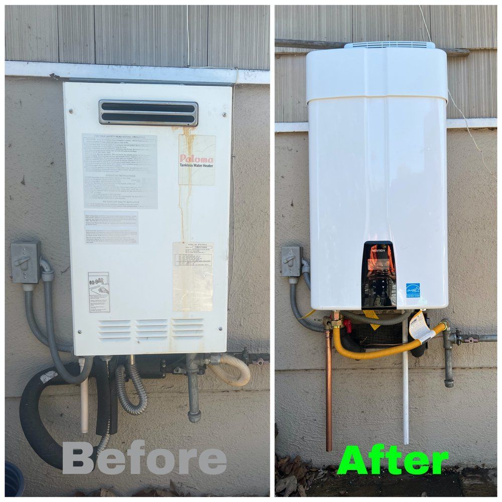 Before and After Water Heater Repair — Vallejo, CA — SONS OF GLORY PLUMBING Before and After Water Heater Repair — Vallejo, CA — SONS OF GLORY PLUMBING