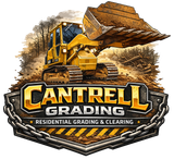 Cantrell Grading logo with a yellow bulldozer and bold gold text, “Residential Grading & Clearing”