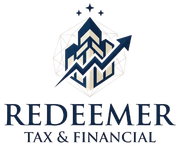 Redeemer Tax & Financial logo with navy upward arrow and geometric chart icon