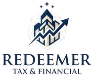 Redeemer Tax & Financial logo with navy upward arrow and geometric chart icon