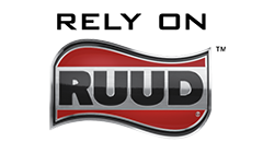 RUUD logo with “RELY ON” text in black and red