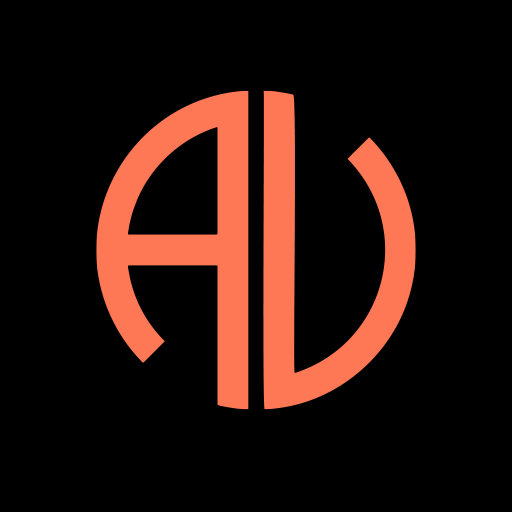 Black circular monogram logo with stylized letters A and L on a white background