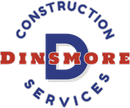 Logo for Dinsmore Construction Services. Red text
