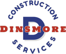 Logo for Dinsmore Construction Services. Red text