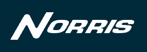 the norris logo on a dark blue background
