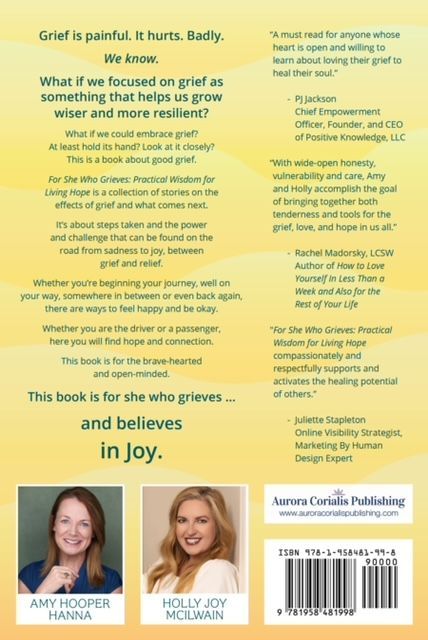 For Who She Grieves back of book cover