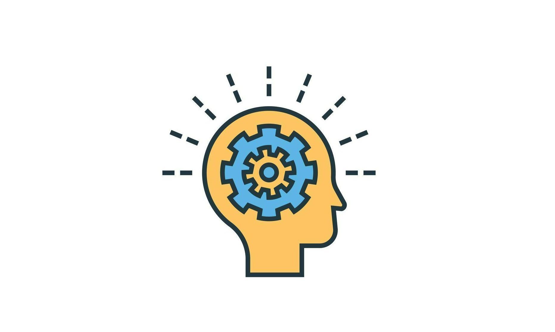 a head with a wheel/cog inside