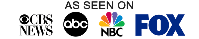 Logos for cbs abc and nbc are seen on a white background