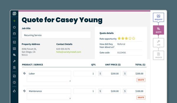 A computer screen shows a quote for casey young.