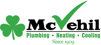A logo for mcvehil plumbing heating and cooling