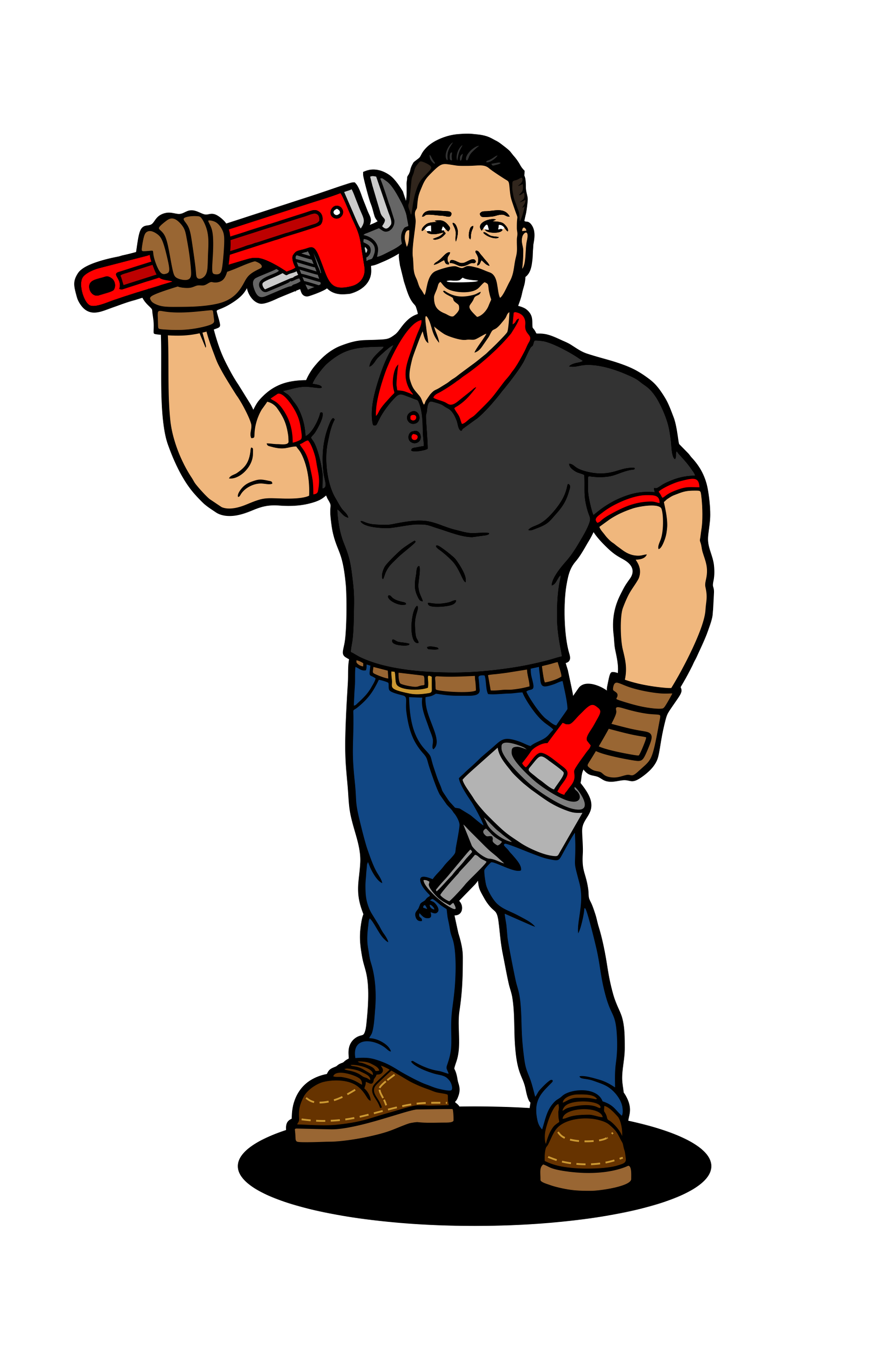 A cartoon of a man holding a wrench and a hammer.