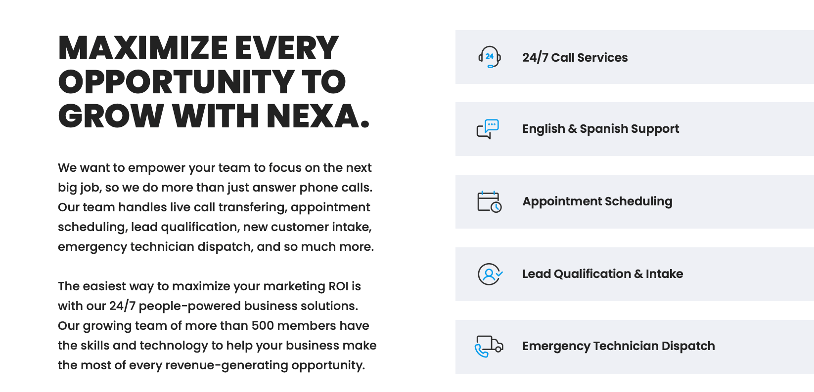 A poster that says `` maximize every opportunity to grow with nexa ''.