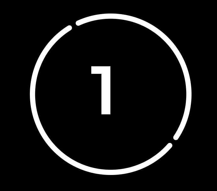 The number 1 is in a white circle on a black background.