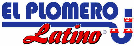 A blue and red logo for el plomero latino