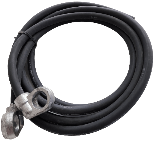 A close up of a black hose with a metal connector