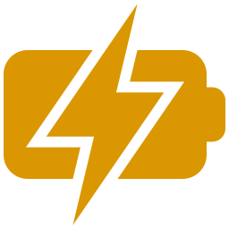 A yellow battery with a lightning bolt on it.