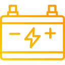 A yellow icon of a battery with a lightning bolt on it.