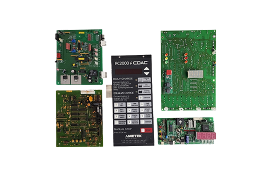 A bunch of electronic components on a white background