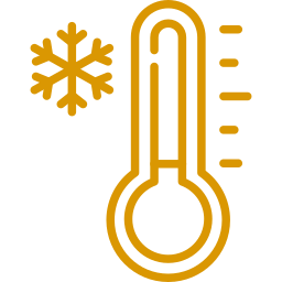 A thermometer with a snowflake next to it.