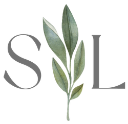 The letters s and l are surrounded by green leaves.