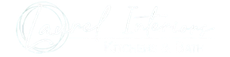Laurel Interiors logo with script text and “Kitchens & Bath” subtitle on a gray background