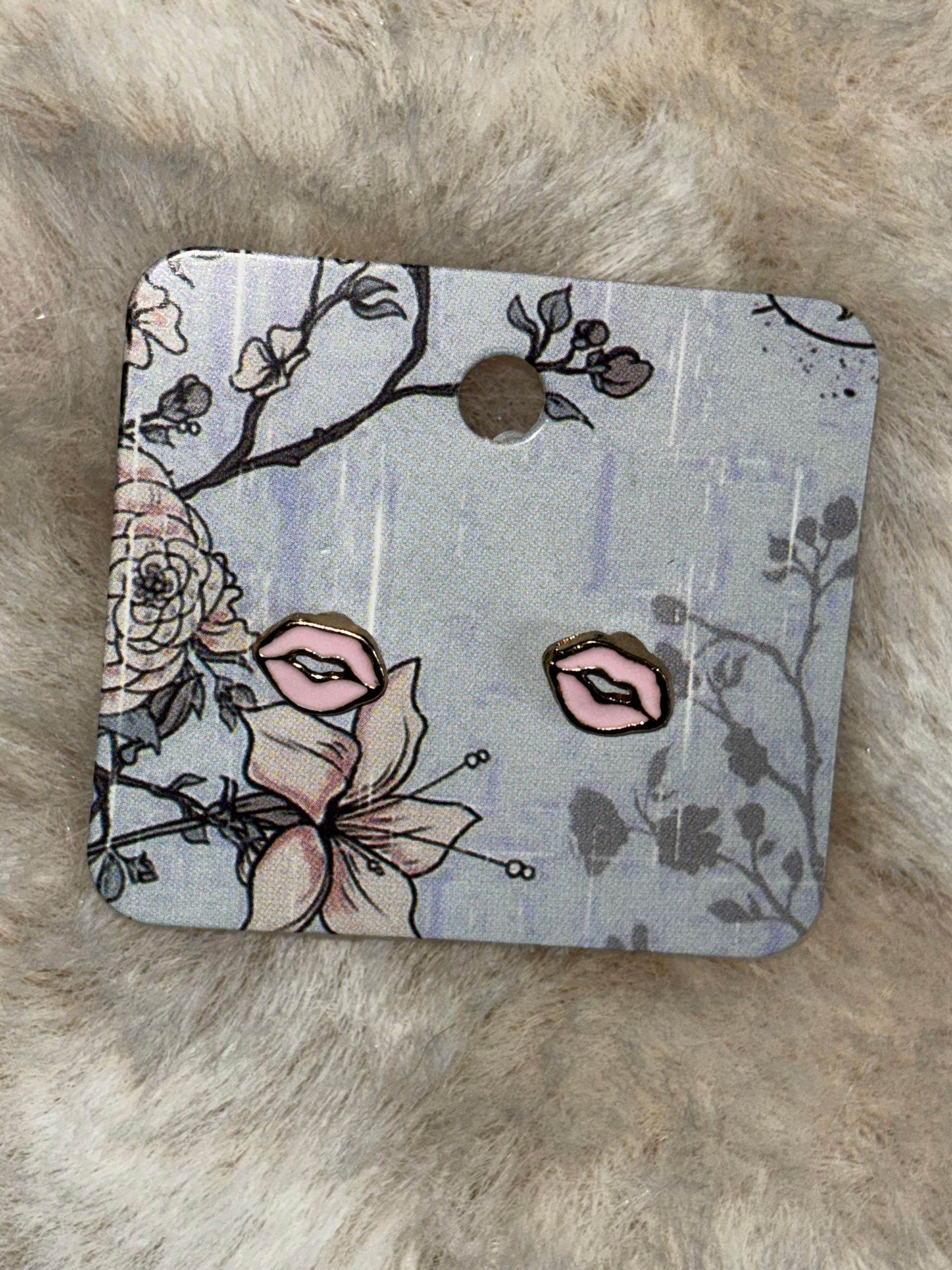 Roze lipjes oorbel