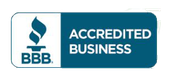 BBB Accredited Business badge with blue and white logo and text BBB Accredited Business badge with blue and white logo and text