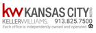 Keller Williams Kansas City real estate logo with red and gray text and phone number 913-825-7500