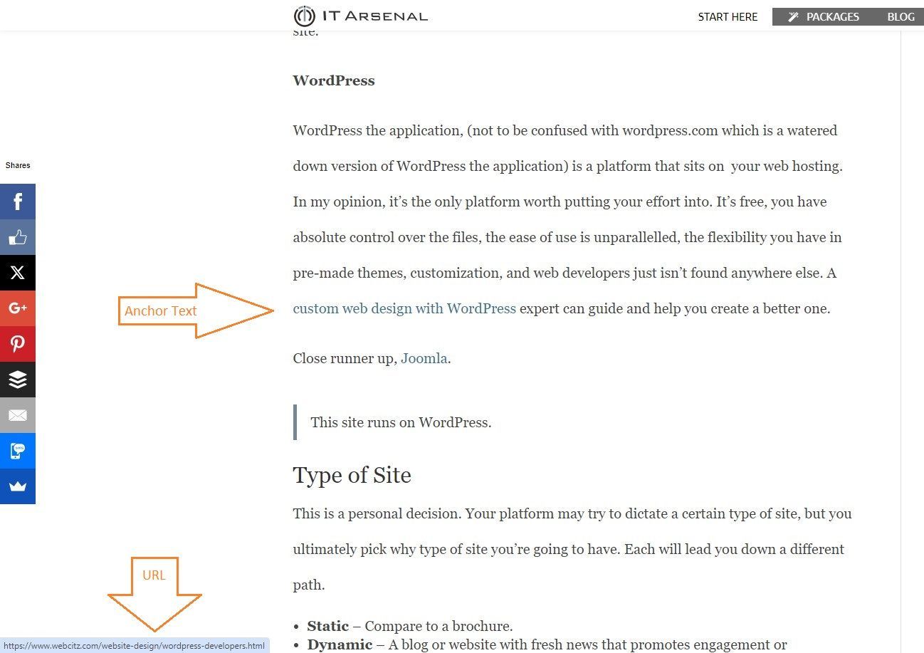 A screenshot of a website with an arrow pointing to the right
