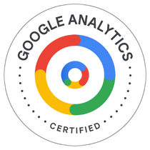 A google analytics certified logo with a target in the center.