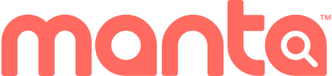 A red logo for a company called manta on a white background.