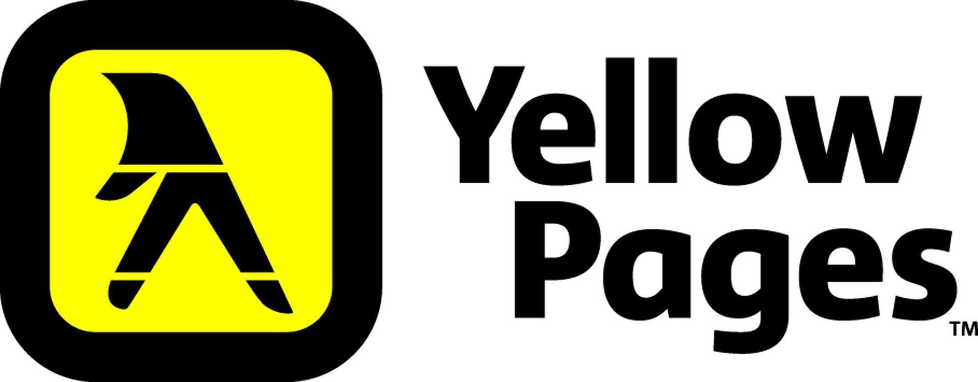 A yellow and black logo for yellow pages
