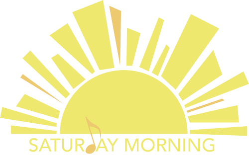A yellow sun with the words saturday morning below it