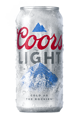 Coors Light beer can with blue mountain logo and silver frosty design