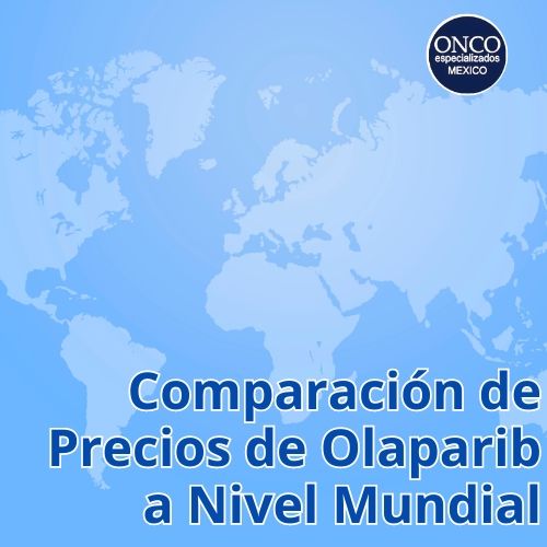 Mapa global que compara los precios de Olaparib en diferentes mercados internacionales.